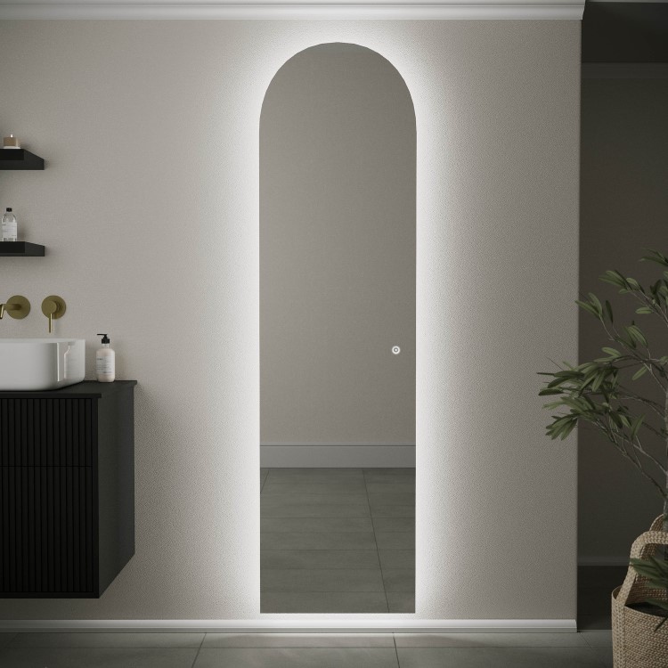 Arched Backlit Heated Tall Bathroom Mirror with Lights 500 x 1800mm - Elod