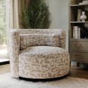 ELR001 Beige Jacquard Patterned Fabric Swivel Love Seat - Elara