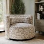 Beige Jacquard Patterned Fabric Swivel Love Seat - Elara