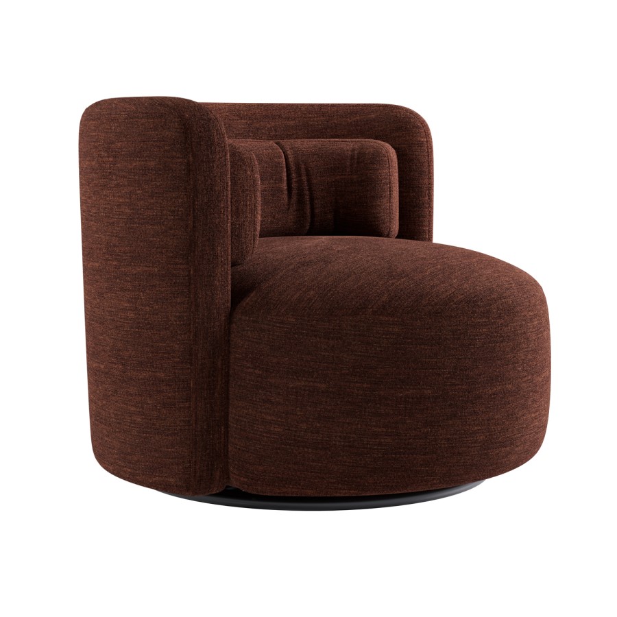Berry Brown Chenille Swivel Love Seat - Elara