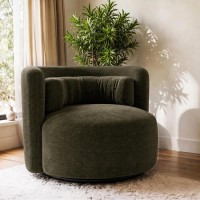 Green Chenille Swivel Love Seat - Elara