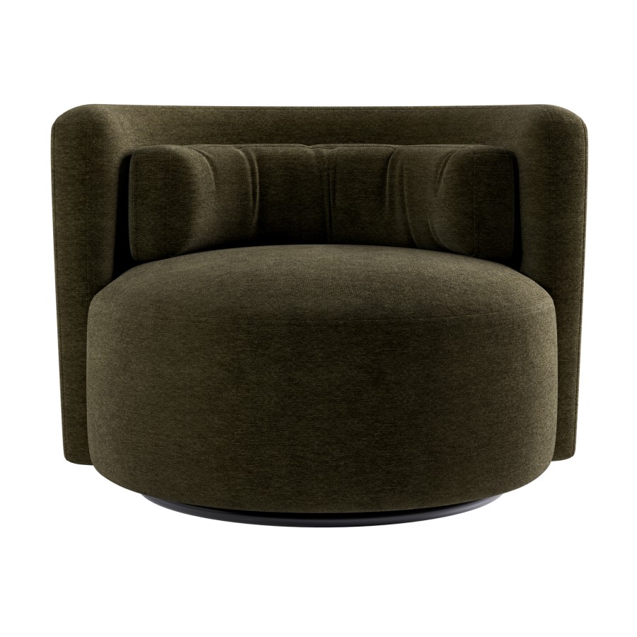 Green Chenille Swivel Love Seat - Elara