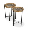 Set of 2 Wooden Side Table with Black Legs - Elis