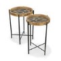 Set of 2 Wooden Side Table with Black Legs - Elis