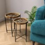Set of 2 Wooden Side Table with Black Legs - Elis