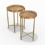 GRADE A1 - Set of 2 Wooden Side Table with Gold Legs - Elis