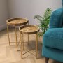 GRADE A1 - Set of 2 Wooden Side Table with Gold Legs - Elis