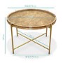 Round Wooden Coffee Table with Gold Metal Legs - Elis