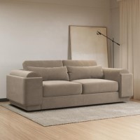 GRADE A1 - Curved Mink Velvet 3 Seater Sofa - Elvi