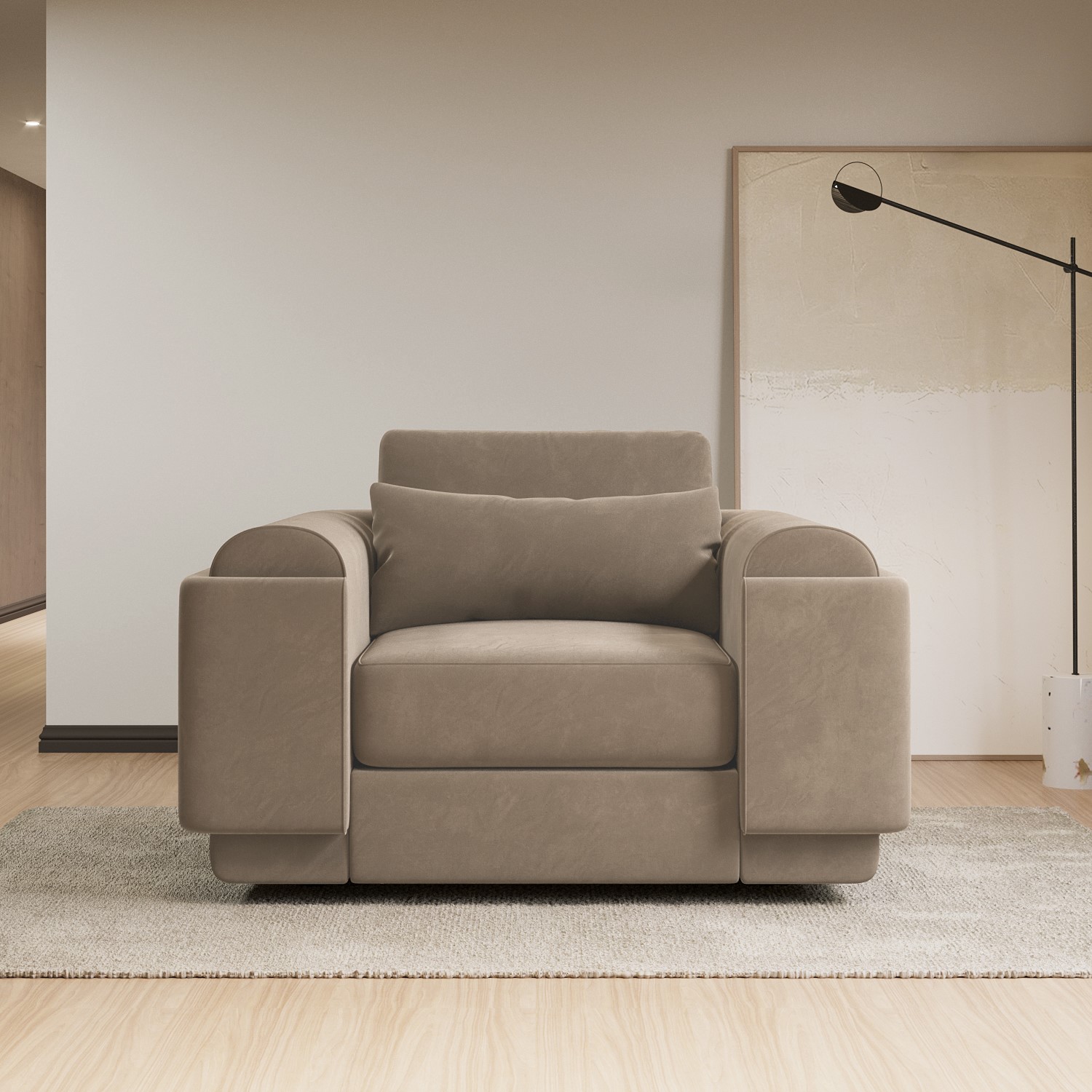 Mink Velvet Armchair Elvi Furniture123