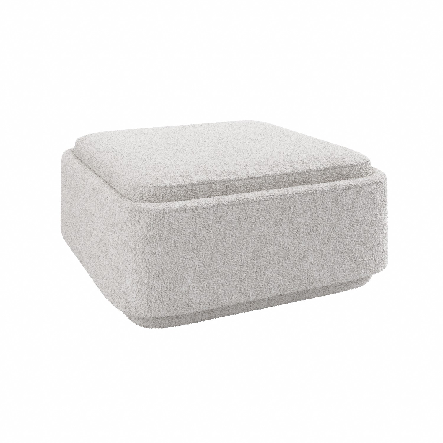 Large Cream Boucle Footstool with Storage Elvi Furniture123