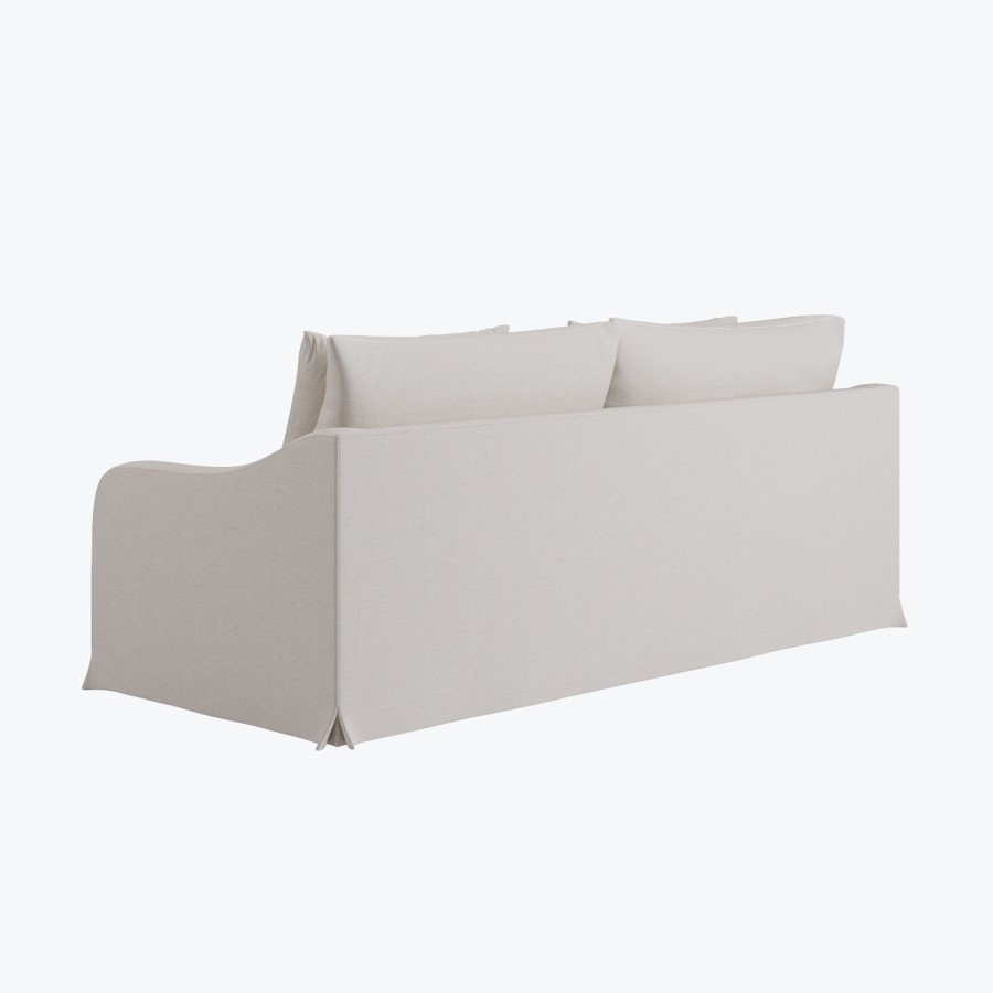 Cream Woven Fabric 3-Seater Slipcover Sofa - Eliza