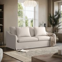 Cream Woven Fabric 3-Seater Slipcover Sofa - Eliza