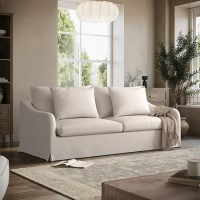 Cream Woven Fabric 3-Seater Slipcover Sofa - Eliza Cream Woven Fabric 3-Seater Slipcover Sofa - Eliza