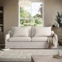 Cream Woven Fabric 3-Seater Slipcover Sofa - Eliza