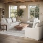Cream Woven Fabric 3-Seater Slipcover Sofa - Eliza