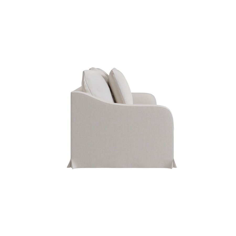 Cream Woven Fabric 3-Seater Slipcover Sofa - Eliza
