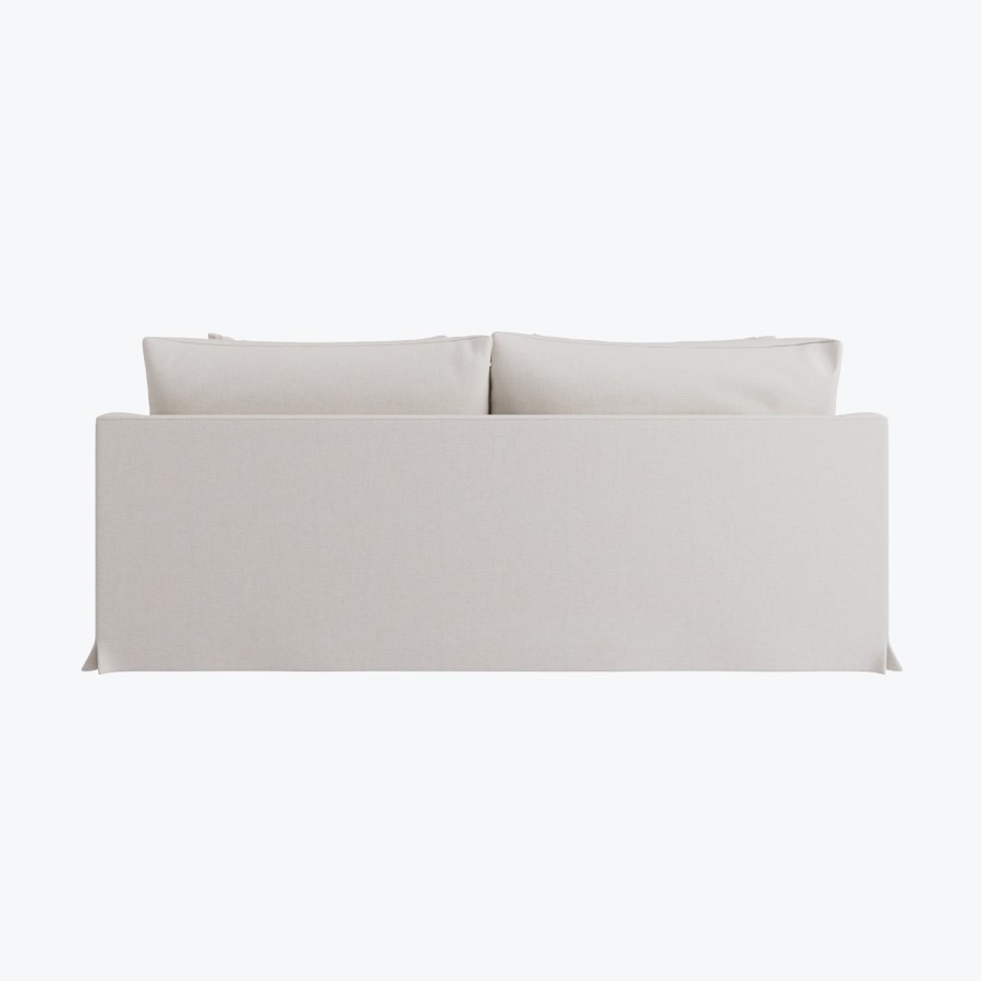 Cream Woven Fabric 3-Seater Slipcover Sofa - Eliza
