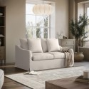 ELZ002 Cream Woven Fabric 2-Seater Slipcover Sofa - Eliza