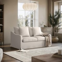 Cream Woven Fabric 2-Seater Slipcover Sofa - Eliza Cream Woven Fabric 2-Seater Slipcover Sofa - Eliza