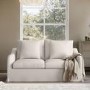 Cream Woven Fabric 2-Seater Slipcover Sofa - Eliza
