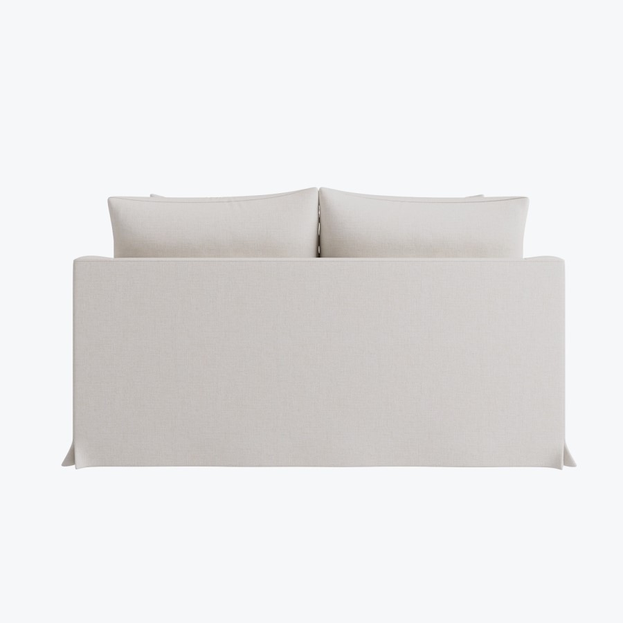 Cream Woven Fabric 2-Seater Slipcover Sofa - Eliza