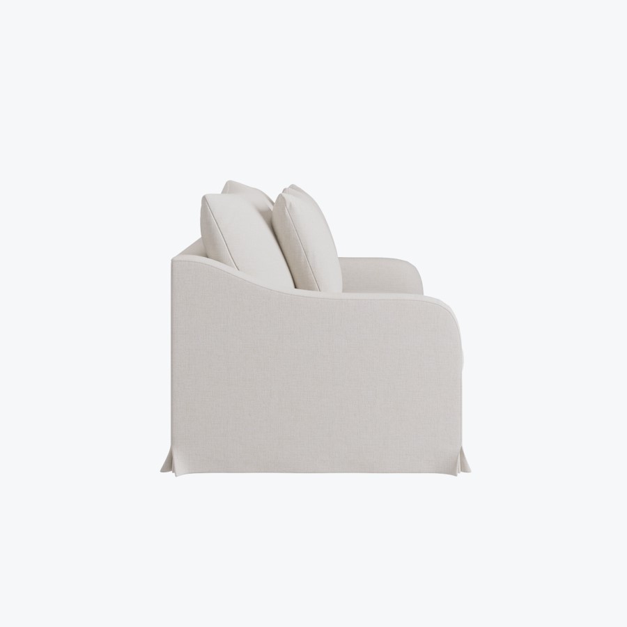 Cream Woven Fabric 2-Seater Slipcover Sofa - Eliza