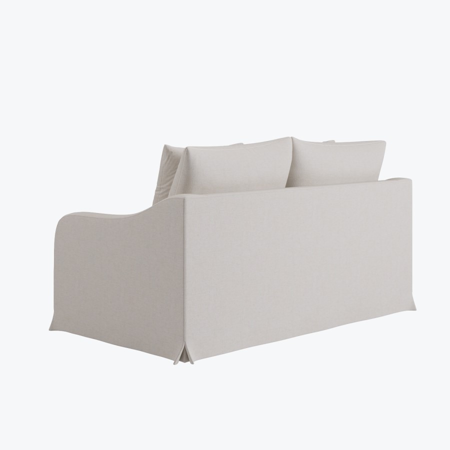 Cream Woven Fabric 2-Seater Slipcover Sofa - Eliza