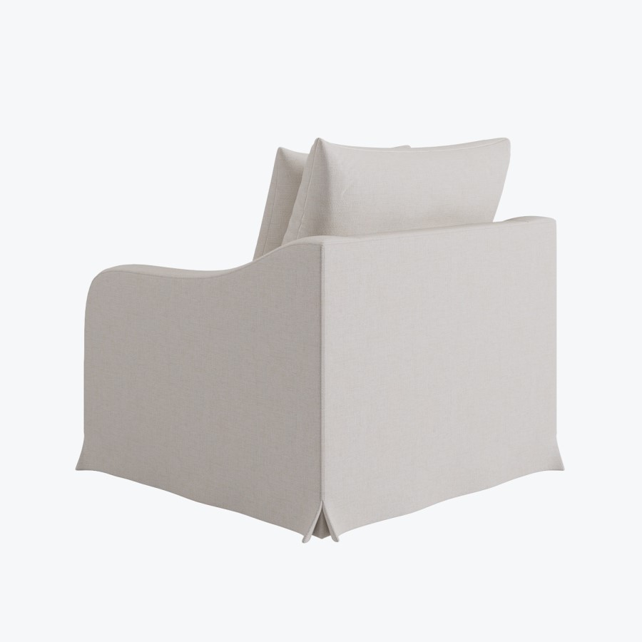 Cream Woven Fabric Slipcover Armchair - Eliza