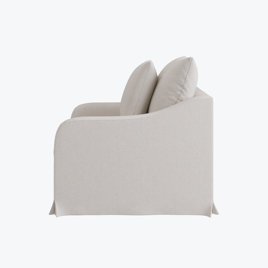 Cream Woven Fabric Slipcover Armchair - Eliza