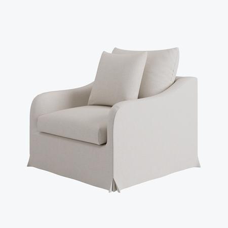 Cream Woven Fabric Slipcover Armchair - Eliza
