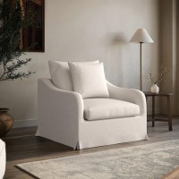 Cream Woven Fabric Slipcover Armchair - Eliza Cream Woven Fabric Slipcover Armchair - Eliza