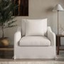 Cream Woven Fabric Slipcover Armchair - Eliza