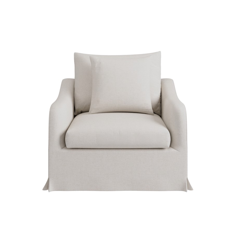 Cream Woven Fabric Slipcover Armchair - Eliza