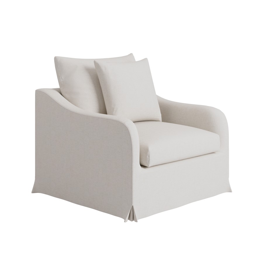 Cream Woven Fabric Slipcover Armchair - Eliza