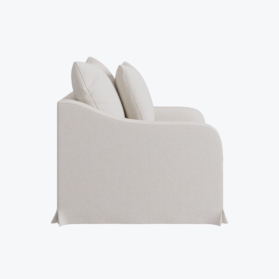 Cream Woven Fabric Slipcover Armchair - Eliza