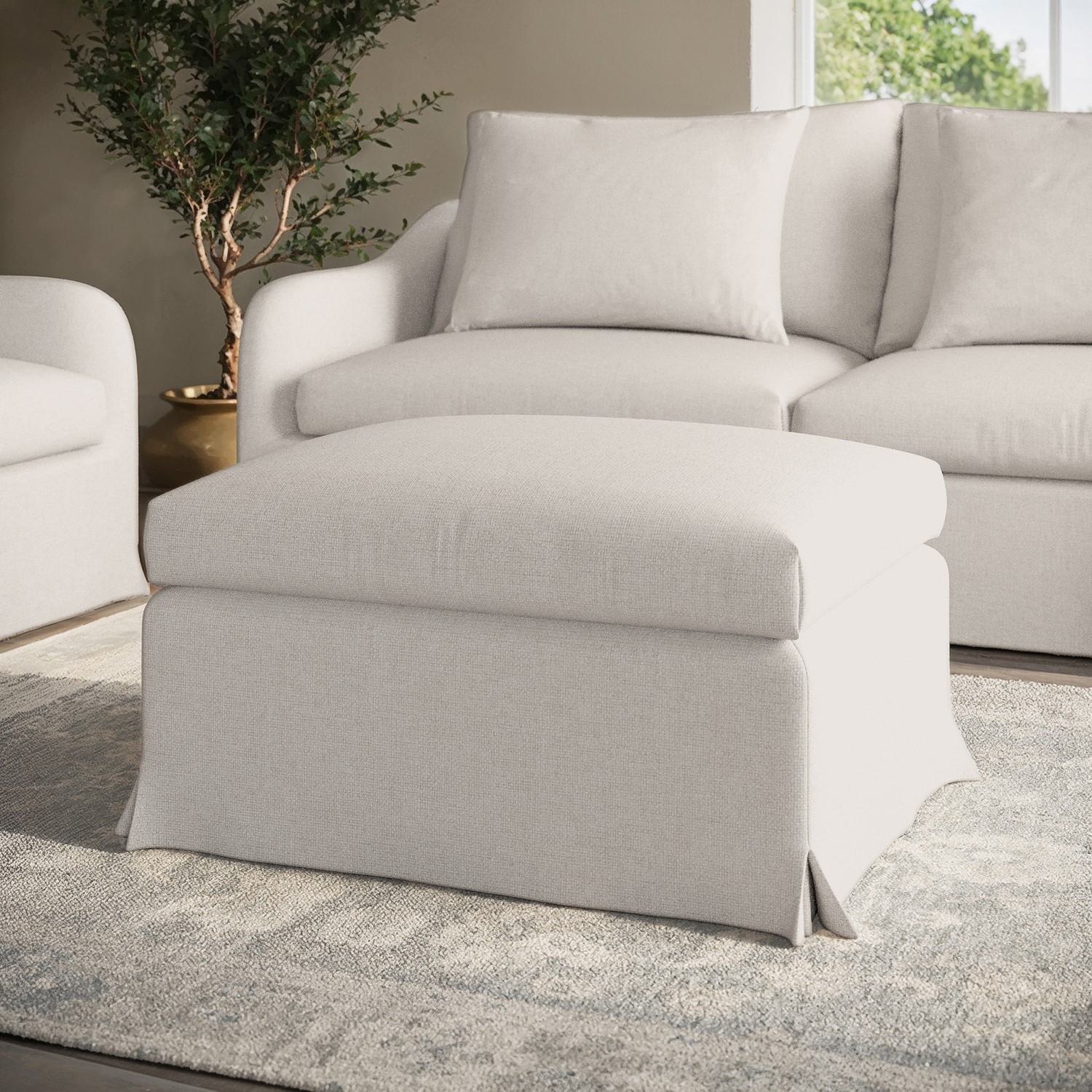 Fabric Slipcover Footstool
