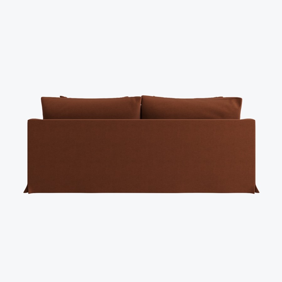 Rust Woven Fabric 3-Seater Slipcover Sofa - Eliza