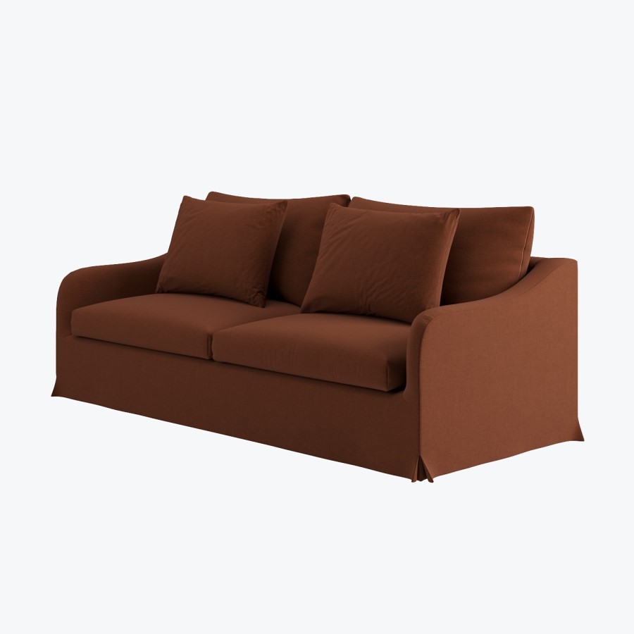 Rust Woven Fabric 3-Seater Slipcover Sofa - Eliza