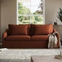 ELZ005 Rust Woven Fabric 3-Seater Slipcover Sofa - Eliza