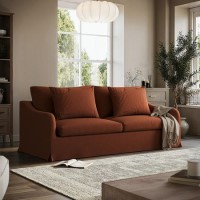 Rust Woven Fabric 3-Seater Slipcover Sofa - Eliza