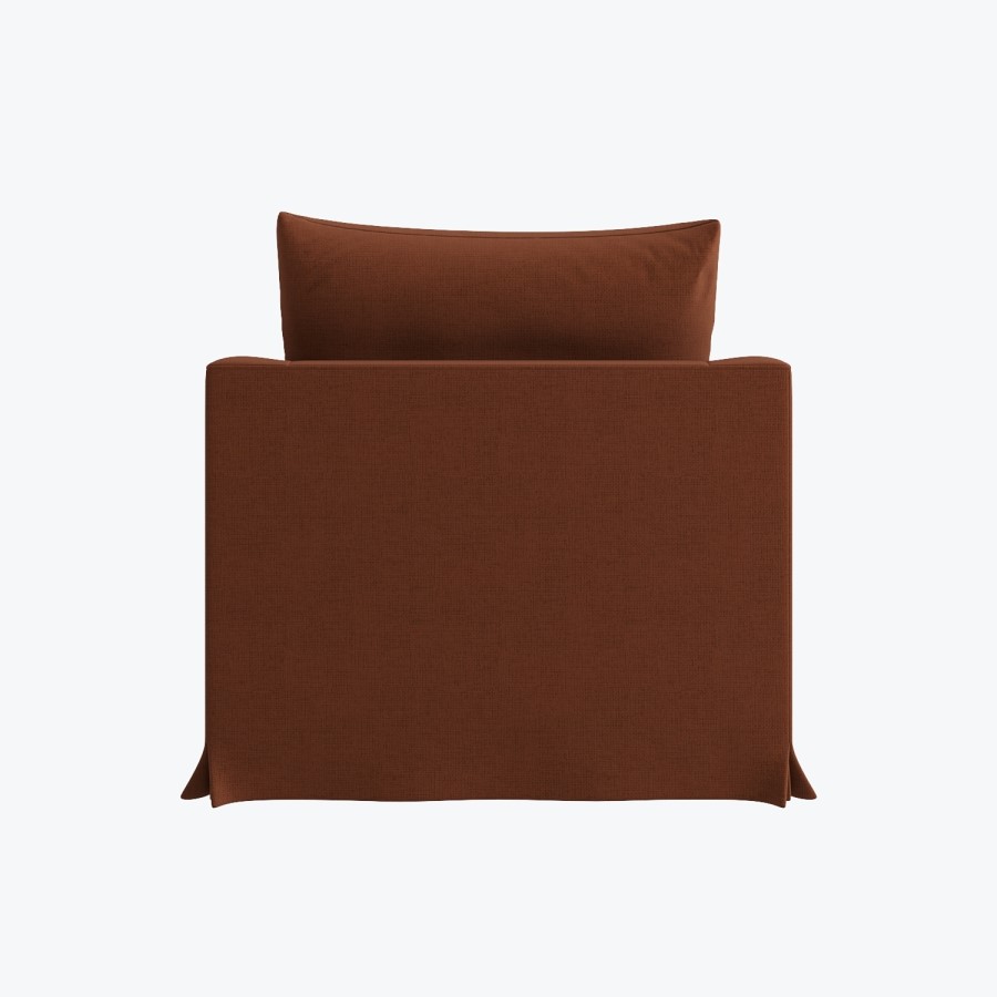 Rust Woven Fabric Slipcover Armchair - Eliza