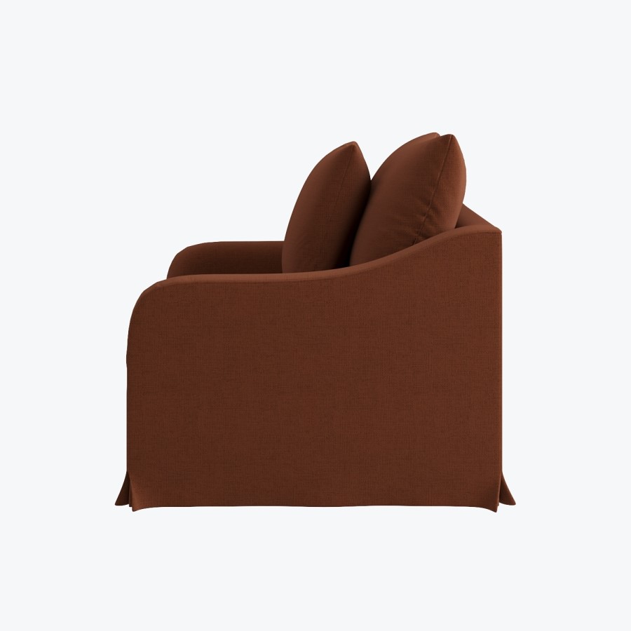 Rust Woven Fabric Slipcover Armchair - Eliza
