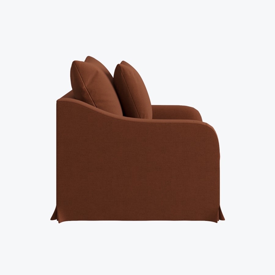 Rust Woven Fabric Slipcover Armchair - Eliza