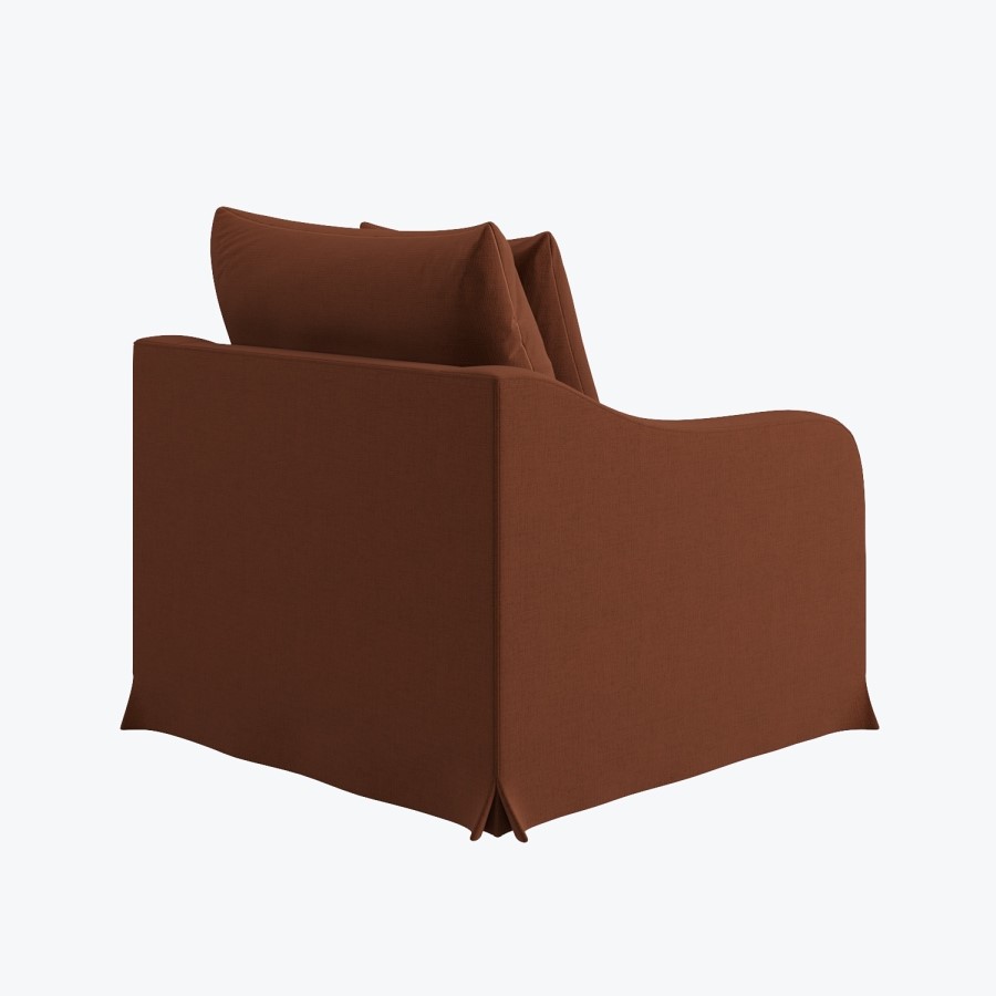 Rust Woven Fabric Slipcover Armchair - Eliza