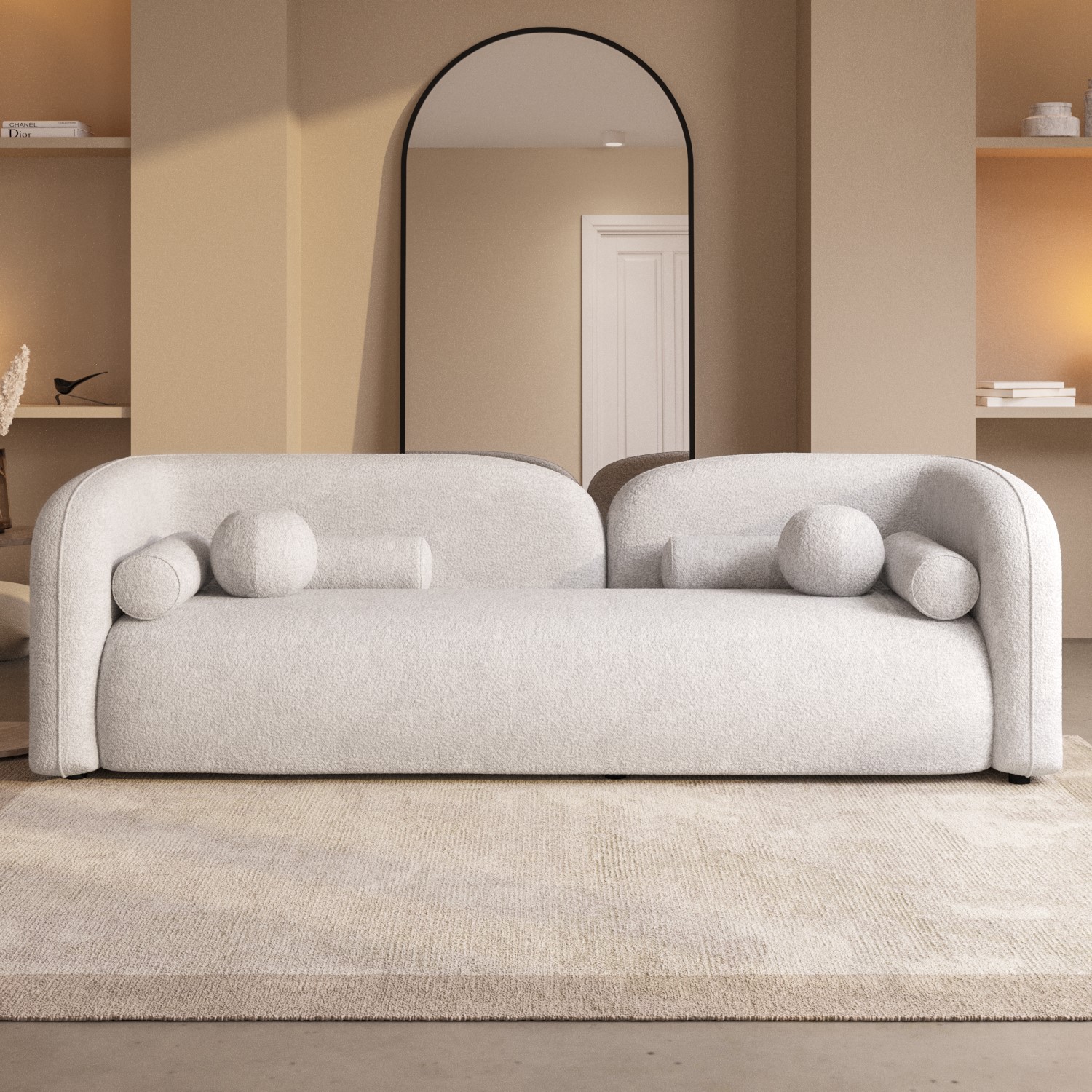 Elma Cream Boucle Curved 3 Seater Cloud Sofa
