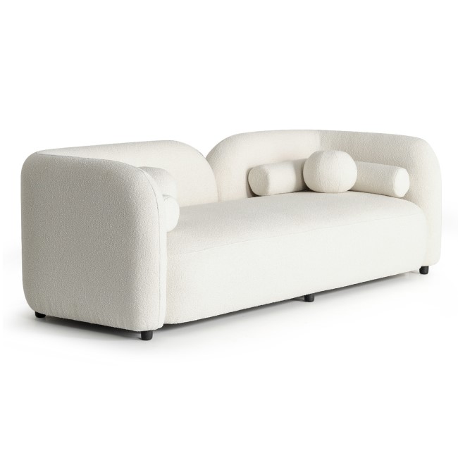 Cream Boucle Curved 3 Seater Cloud Sofa - Elma