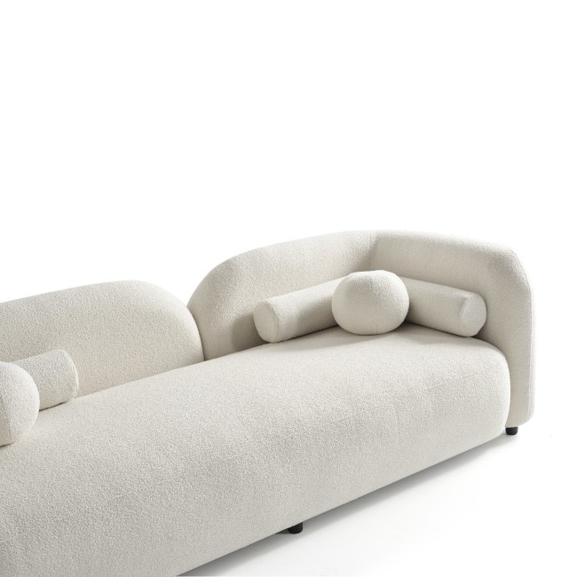 Cream Boucle Curved 3 Seater Cloud Sofa - Elma