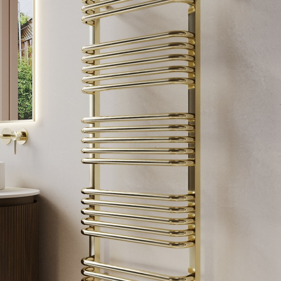 Brass Curved Towel Radiator 1270 x 500mm - Ember