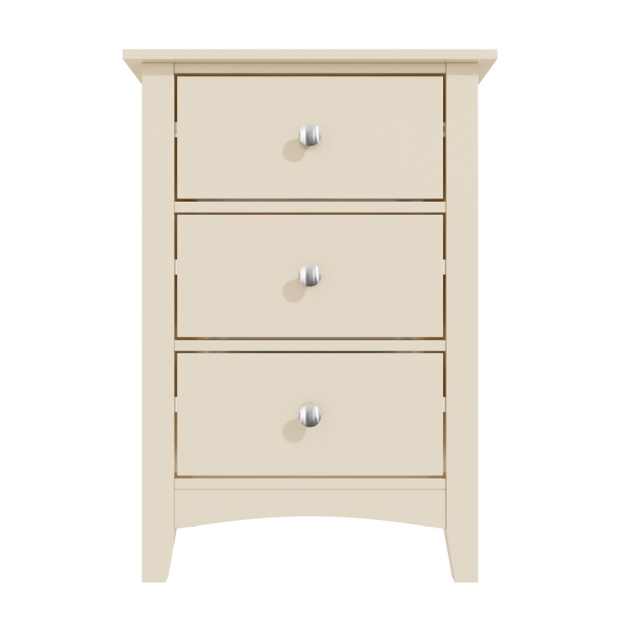 Emery 3 Drawer Bedside Cabinet in Cream/Ivory